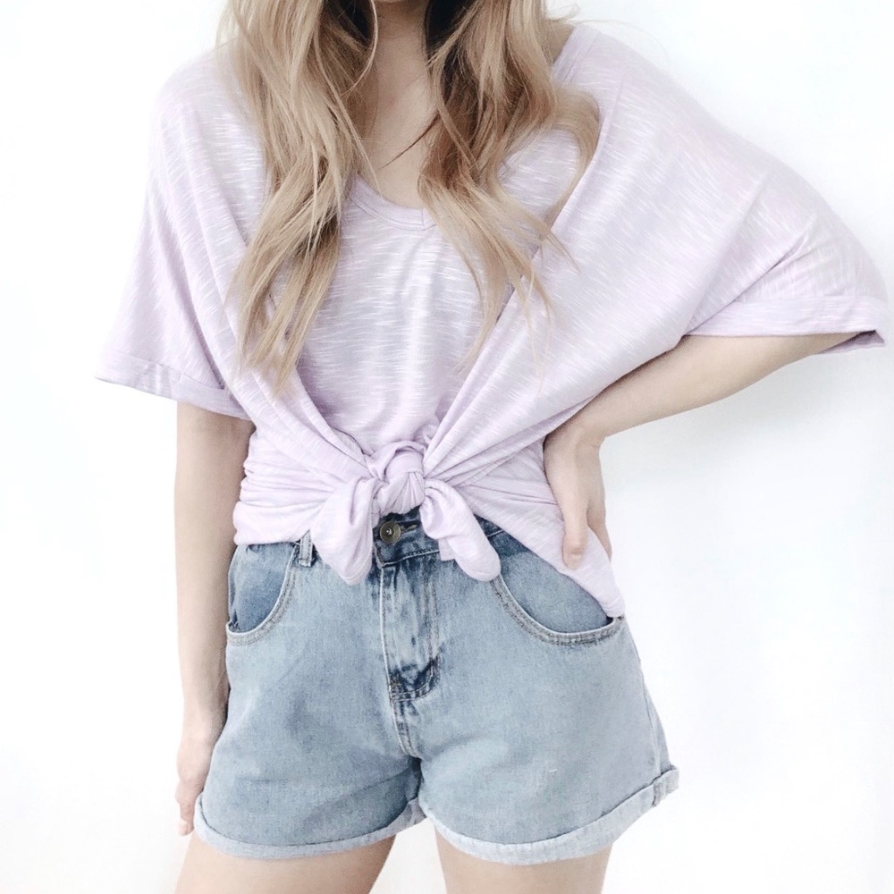 ‘Be Yourself’ Oversized Basic Tee Lavender - Picture 2 of 8
